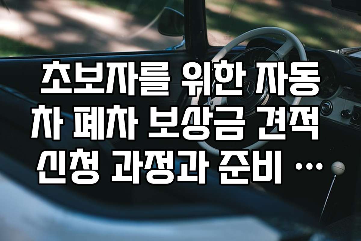 초보자를 위한 자동차 폐차 보상금 견적 신청 과정과 준비 서류 안내