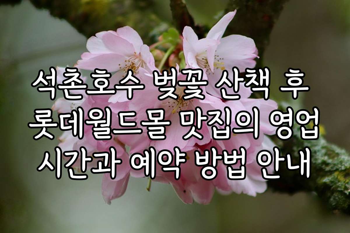 석촌호수 벚꽃 산책 후 롯데월드몰 맛집의 영업시간과 예약 방법 안내