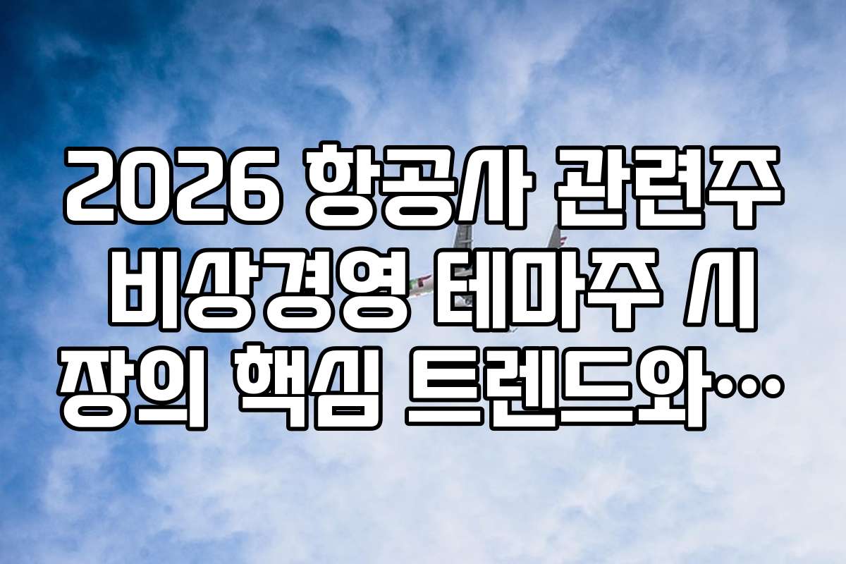 2026 항공사 관련주 비상경영 테마주 시장의 핵심 트렌드와 앞으로의 전망
