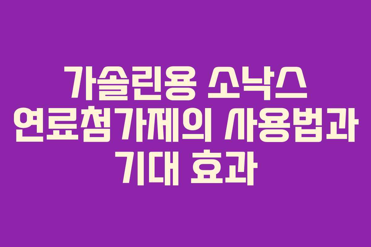 가솔린용 소낙스 연료첨가제의 사용법과 기대 효과