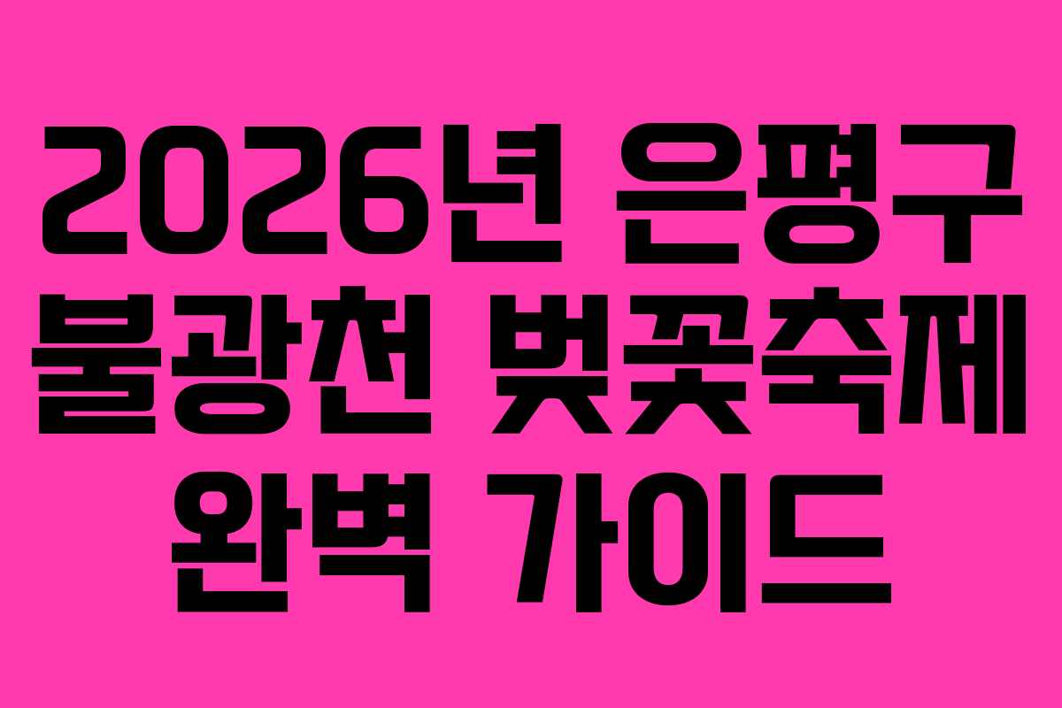 2026년 은평구 불광천 벚꽃축제 완벽 가이드