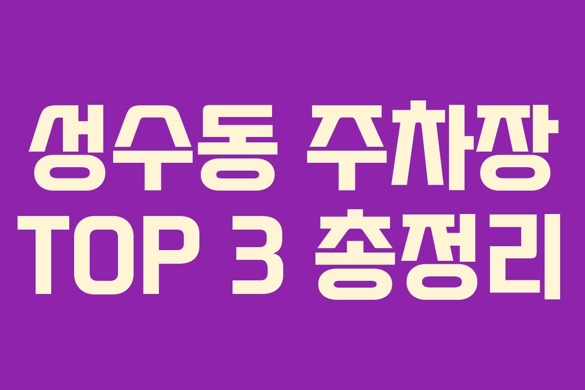 성수동 주차장 TOP 3 총정리