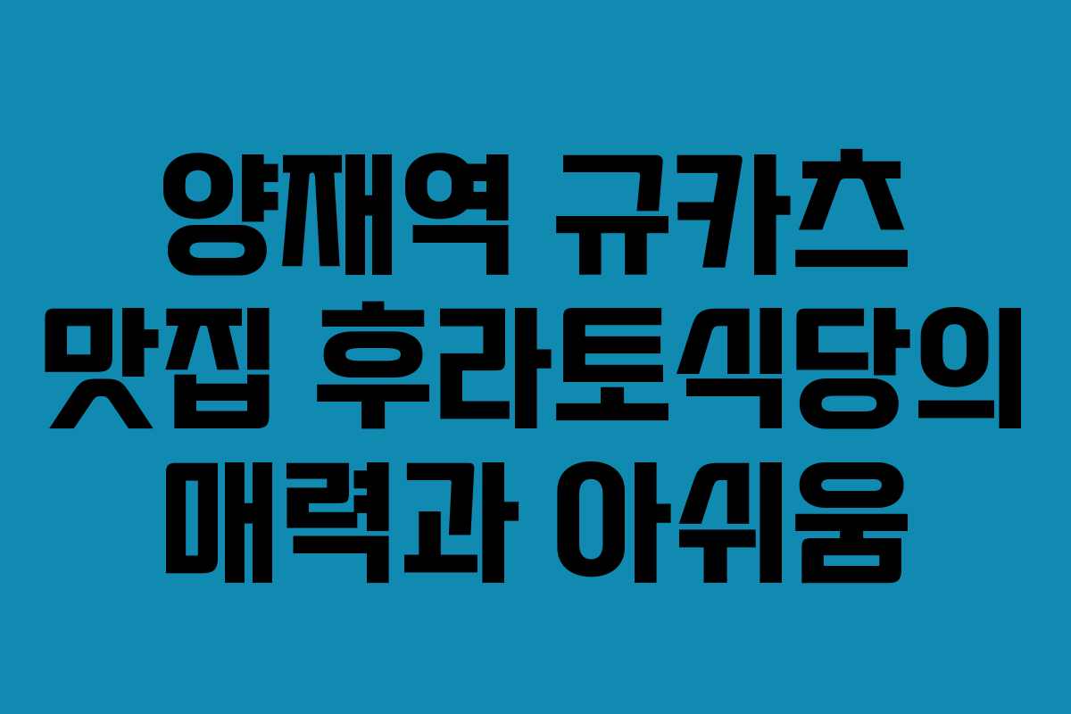 양재역 규카츠 맛집 후라토식당의 매력과 아쉬움