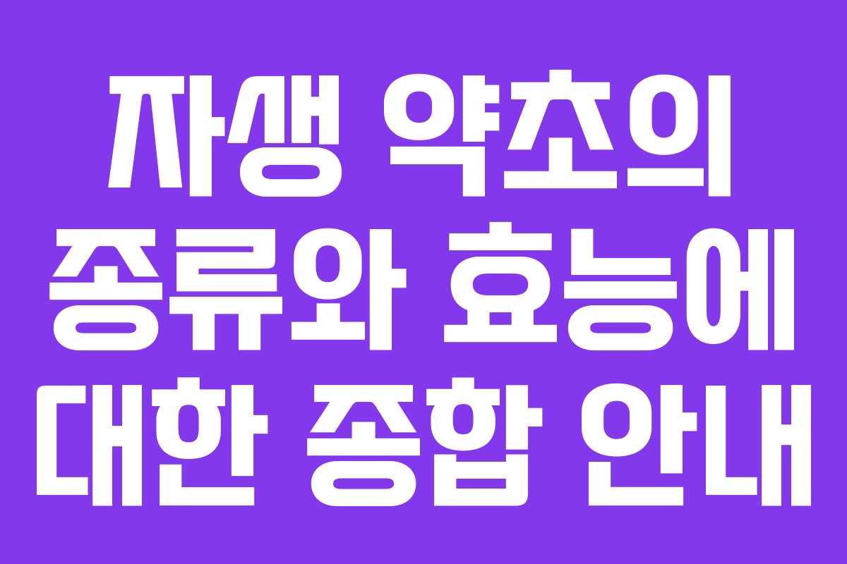 자생 약초의 종류와 효능에 대한 종합 안내