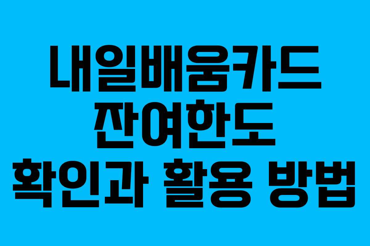 내일배움카드 잔여한도 확인과 활용 방법