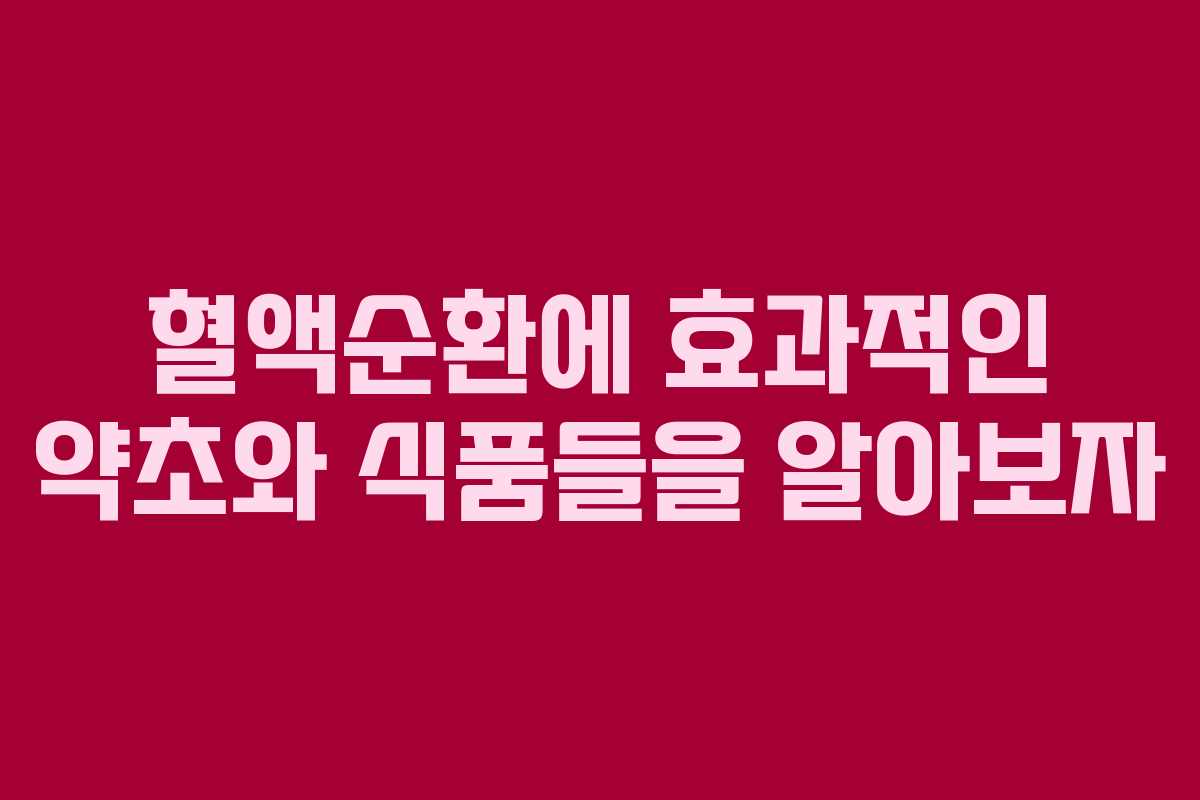 혈액순환에 효과적인 약초와 식품들을 알아보자
