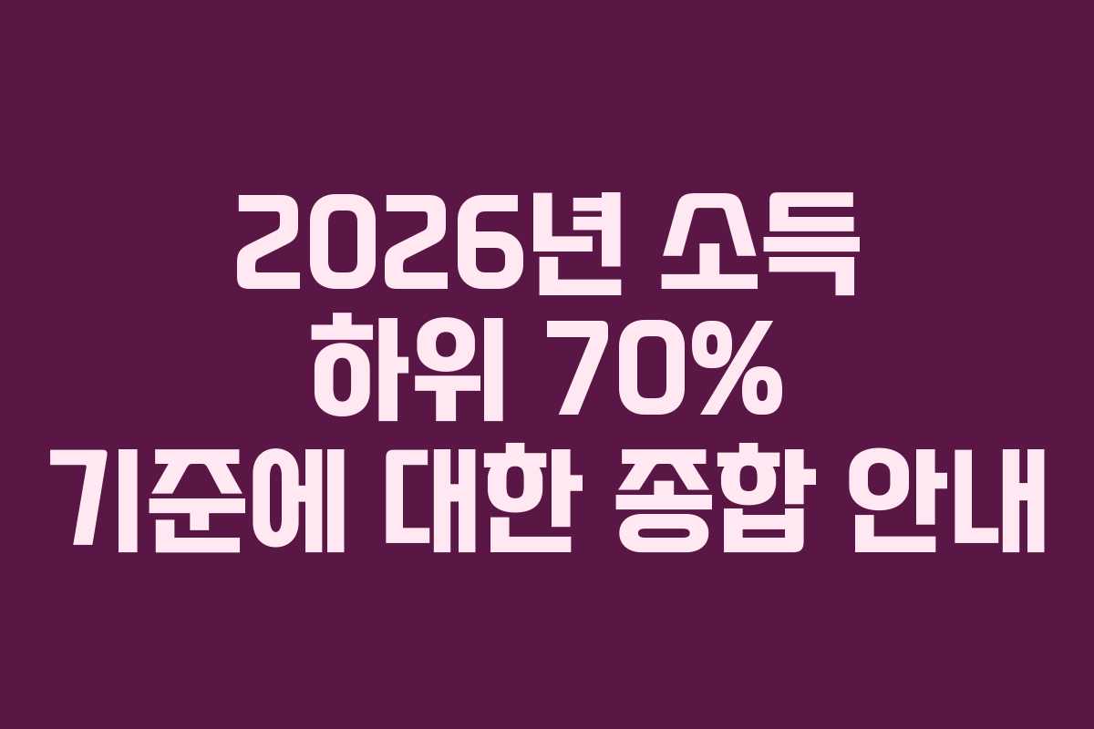 2026년 소득 하위 70% 기준에 대한 종합 안내