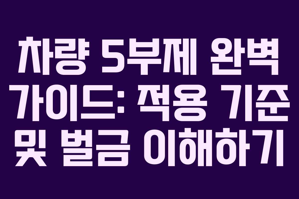 차량 5부제 완벽 가이드: 적용 기준 및 벌금 이해하기