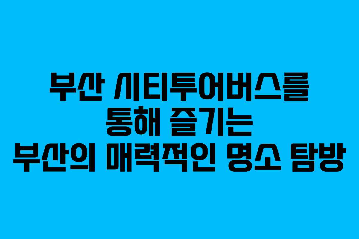 부산 시티투어버스를 통해 즐기는 부산의 매력적인 명소 탐방
