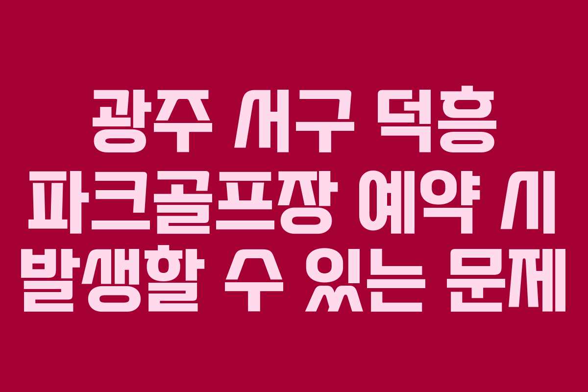 광주 서구 덕흥 파크골프장 예약 시 발생할 수 있는 문제
