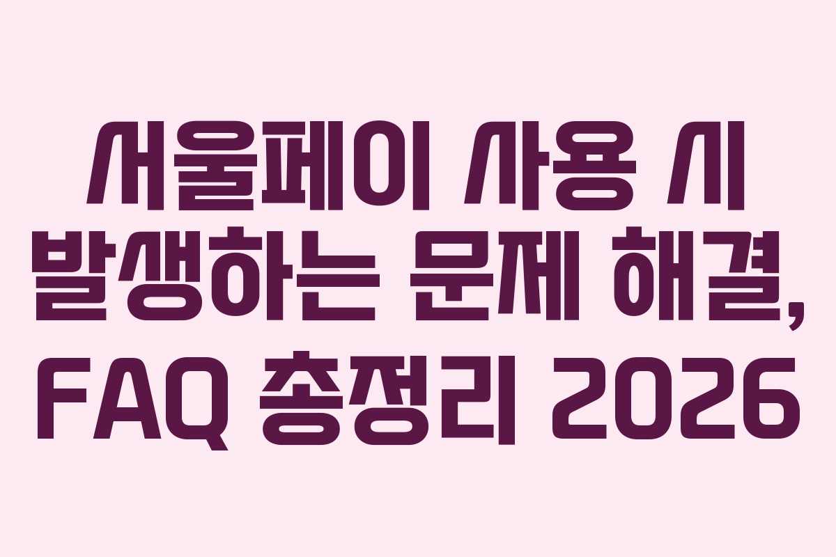 서울페이 사용 시 발생하는 문제 해결, FAQ 총정리 2026