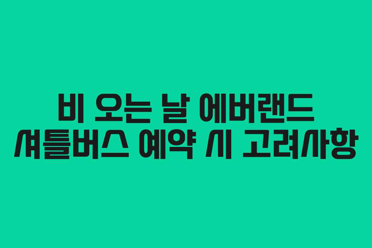 비 오는 날 에버랜드 셔틀버스 예약 시 고려사항