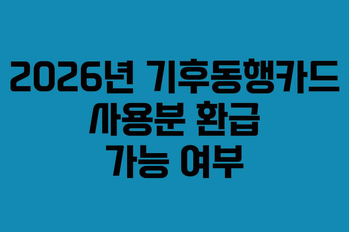 2026년 기후동행카드 사용분 환급 가능 여부