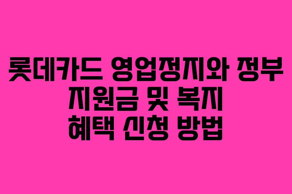 롯데카드 영업정지와 정부 지원금 및 복지 혜택 신청 방법