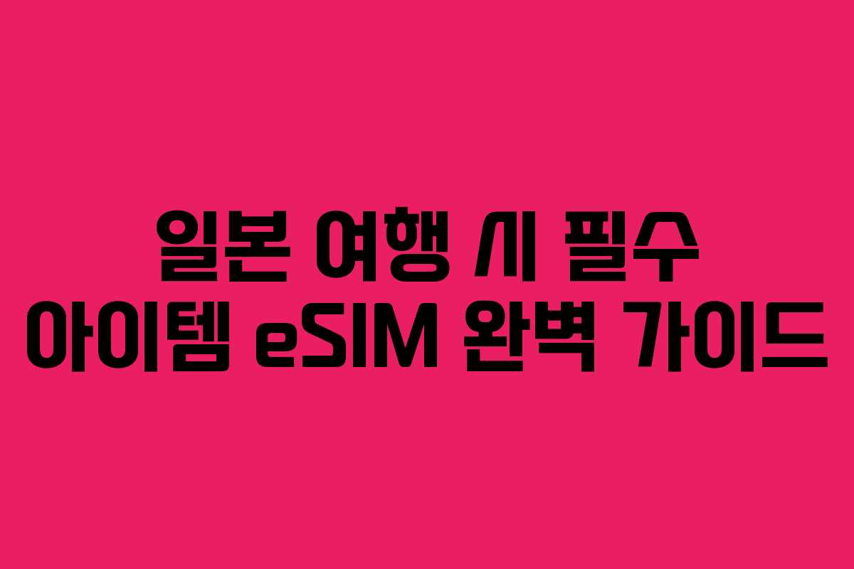 일본 여행 시 필수 아이템 eSIM 완벽 가이드