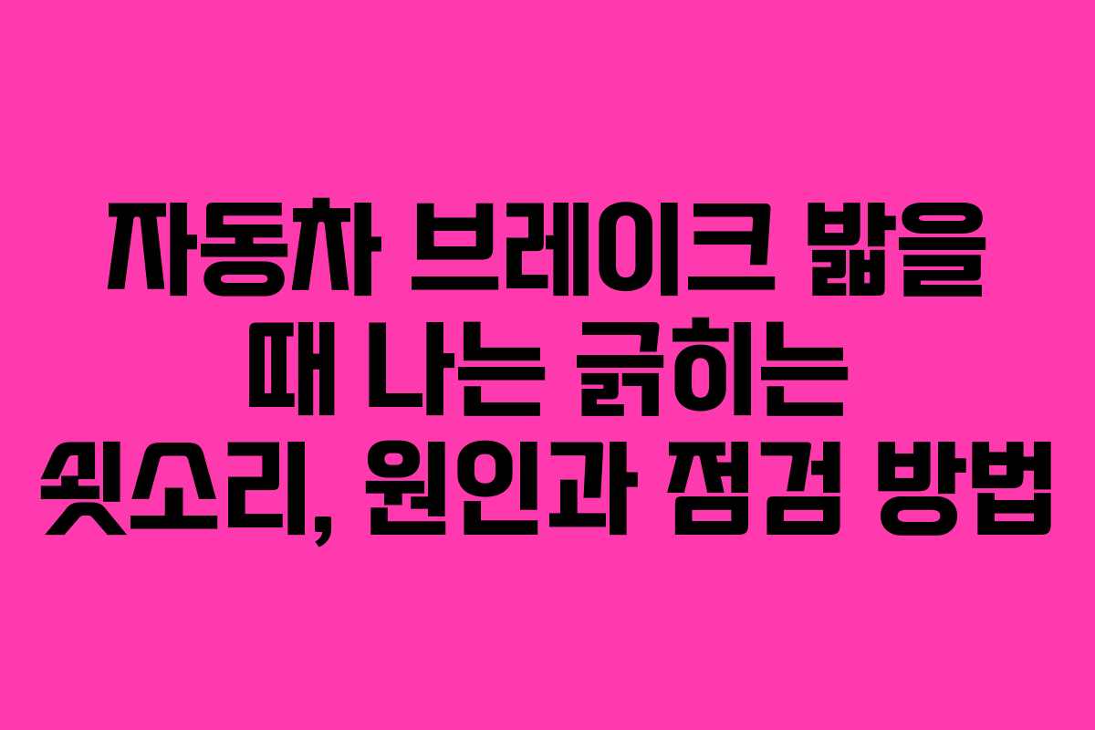 자동차 브레이크 밟을 때 나는 긁히는 쇳소리, 원인과 점검 방법