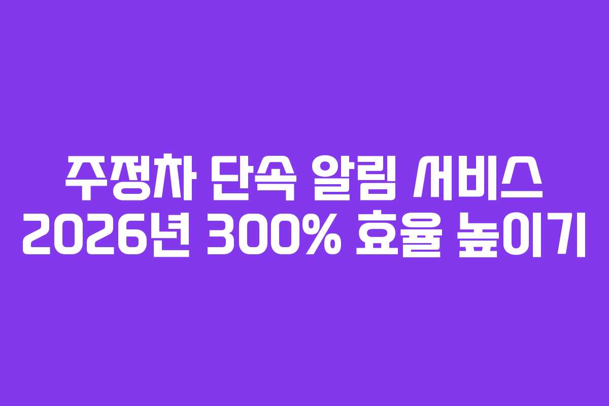 주정차 단속 알림 서비스 2026년 300% 효율 높이기