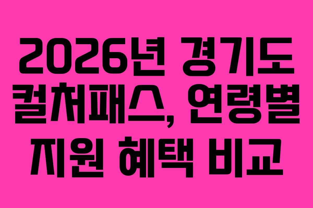 2026년 경기도 컬처패스, 연령별 지원 혜택 비교
