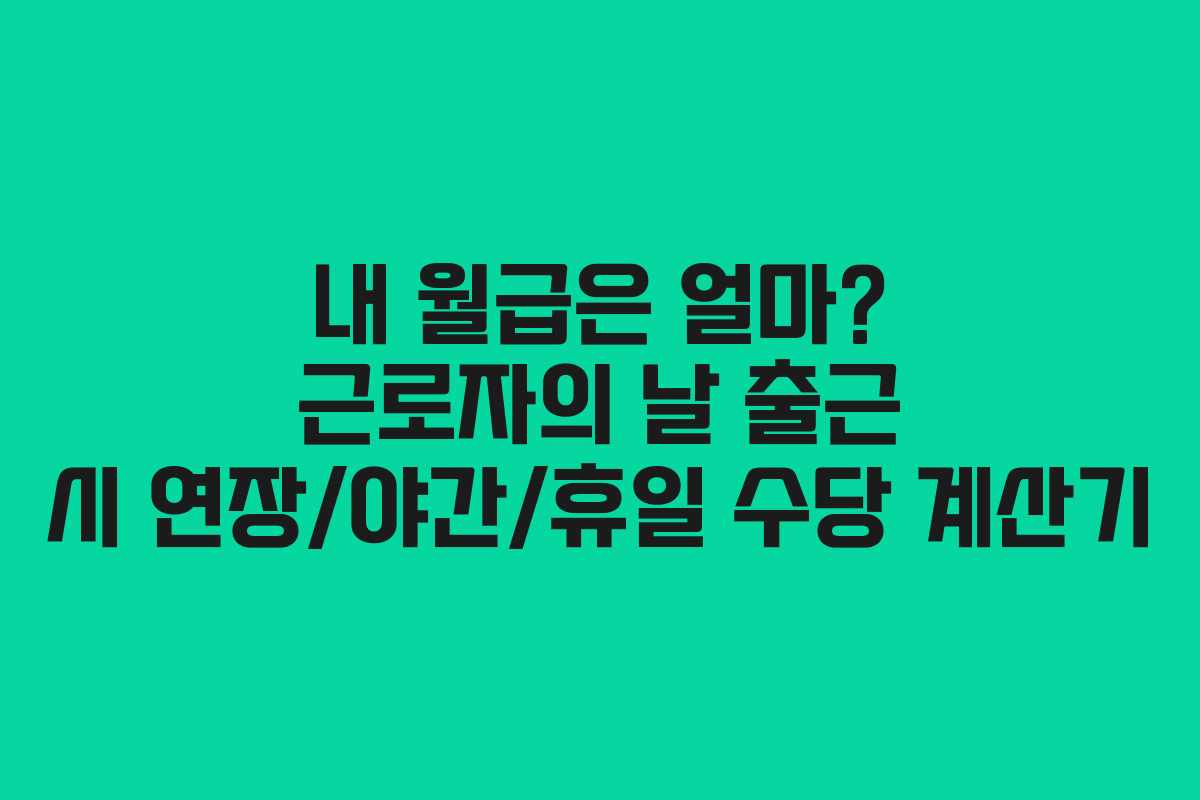 내 월급은 얼마? 근로자의 날 출근 시 연장/야간/휴일 수당 계산기