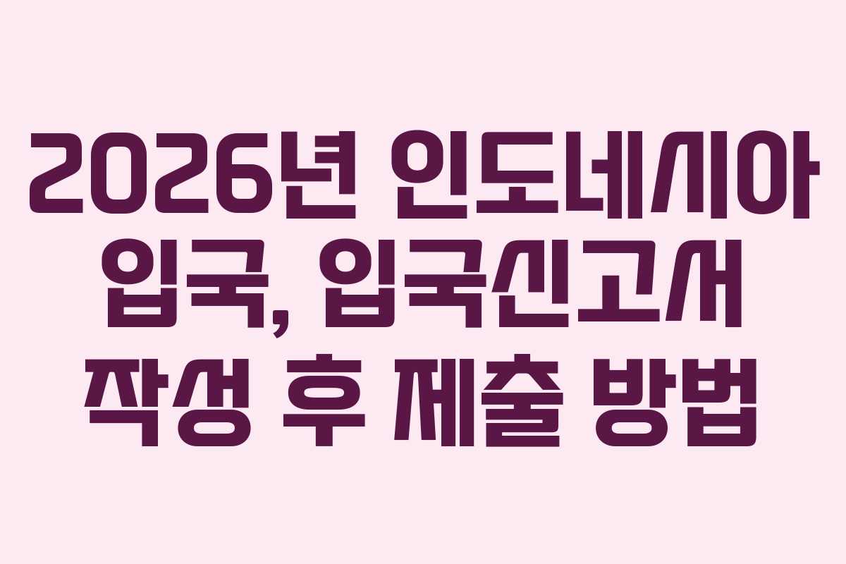 2026년 인도네시아 입국, 입국신고서 작성 후 제출 방법