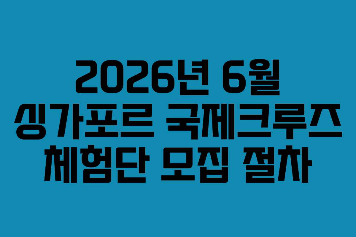 2026년 6월 싱가포르 국제크루즈 체험단 모집 절차