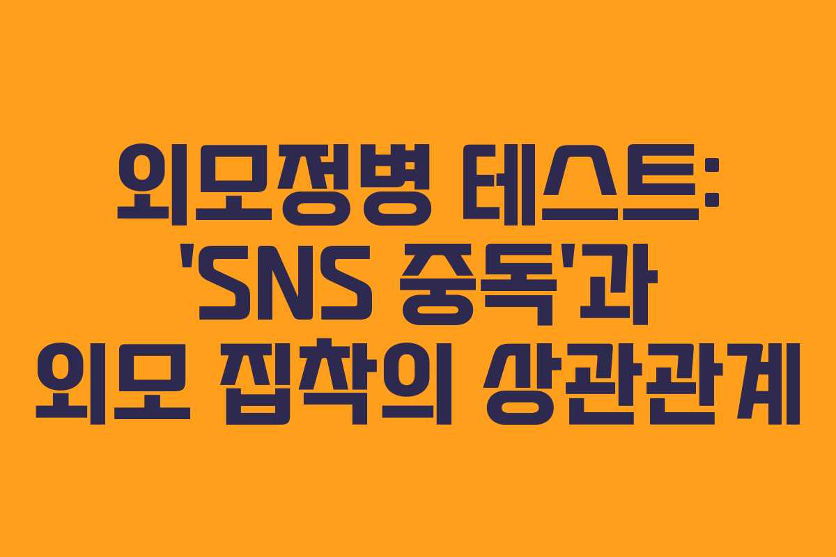 외모정병 테스트: &lsquo;SNS 중독&rsquo;과 외모 집착의 상관관계