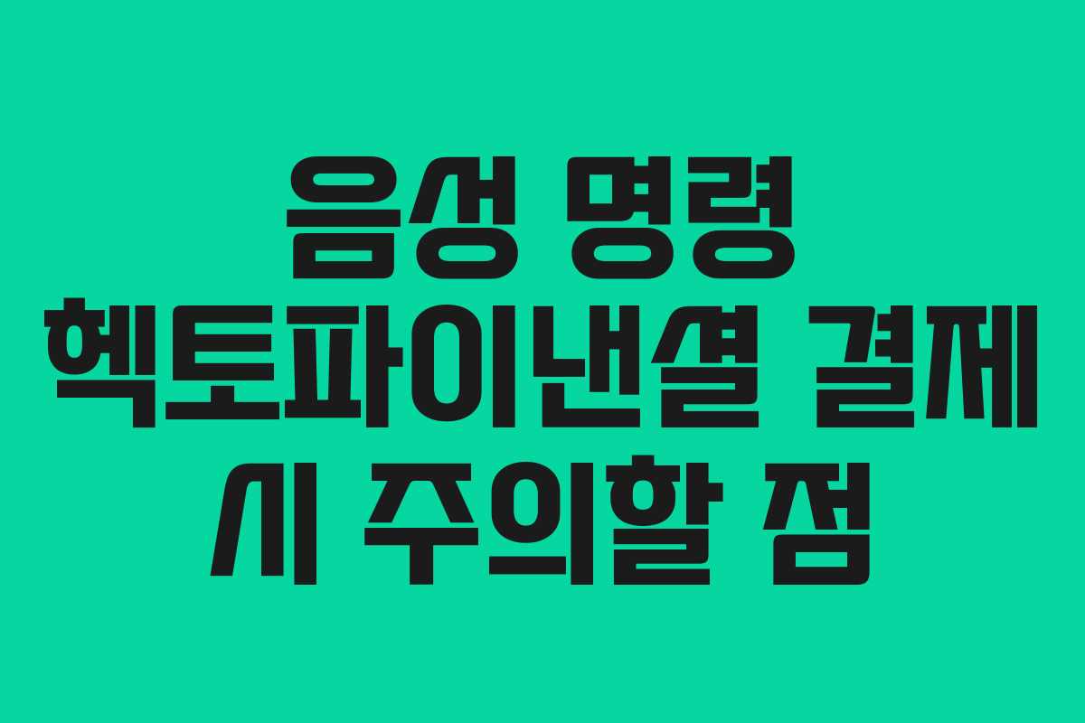 음성 명령 헥토파이낸셜 결제 시 주의할 점