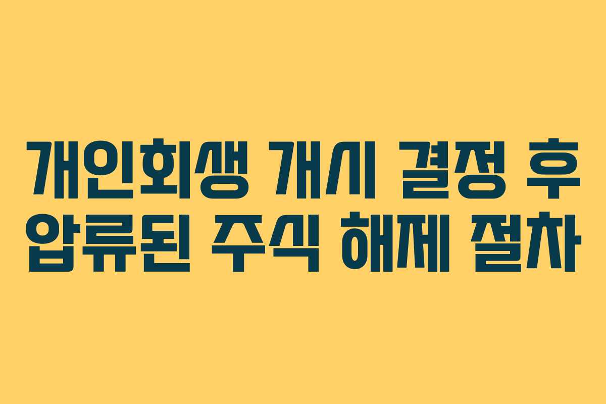 개인회생 개시 결정 후 압류된 주식 해제 절차