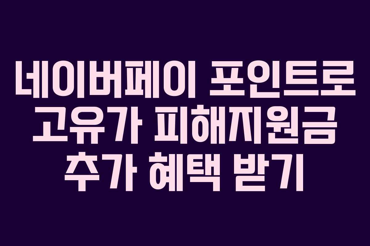 네이버페이 포인트로 고유가 피해지원금 추가 혜택 받기