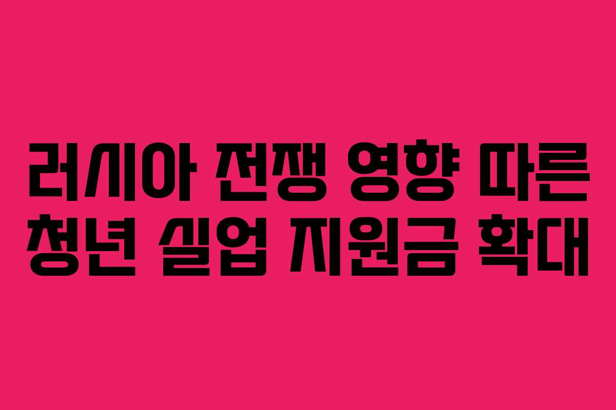 러시아 전쟁 영향 따른 청년 실업 지원금 확대