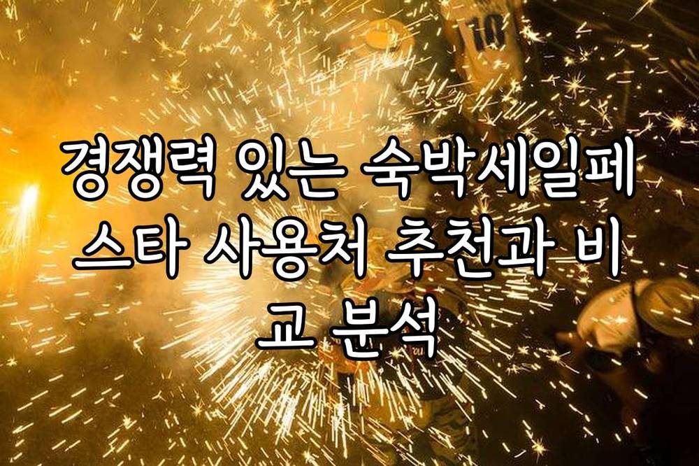 경쟁력 있는 숙박세일페스타 사용처 추천과 비교 분석