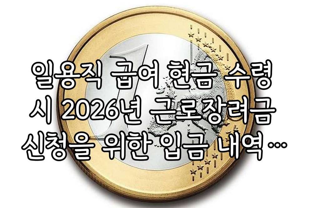 일용직 급여 현금 수령 시 2026년 근로장려금 신청을 위한 입금 내역 활용