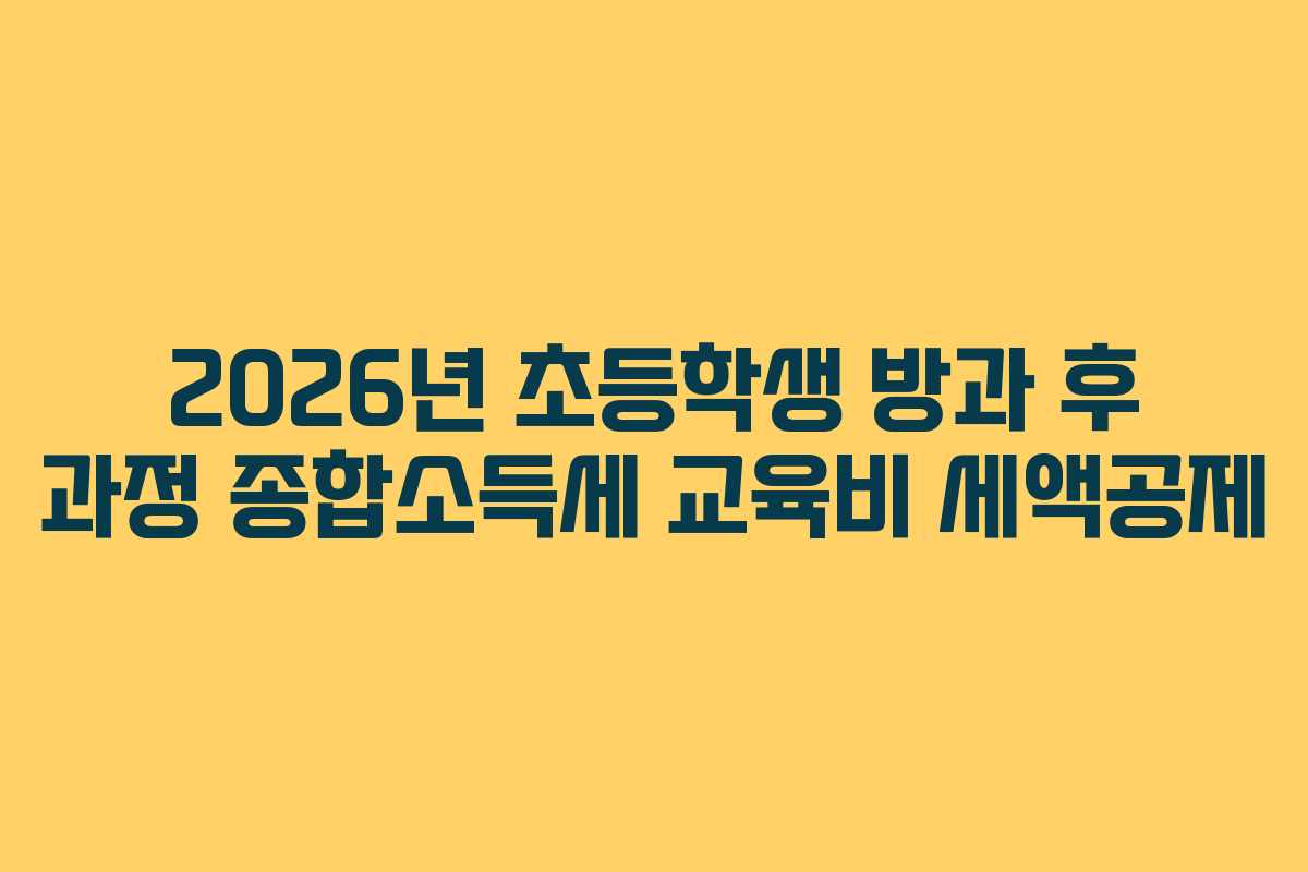 2026년 초등학생 방과 후 과정 종합소득세 교육비 세액공제