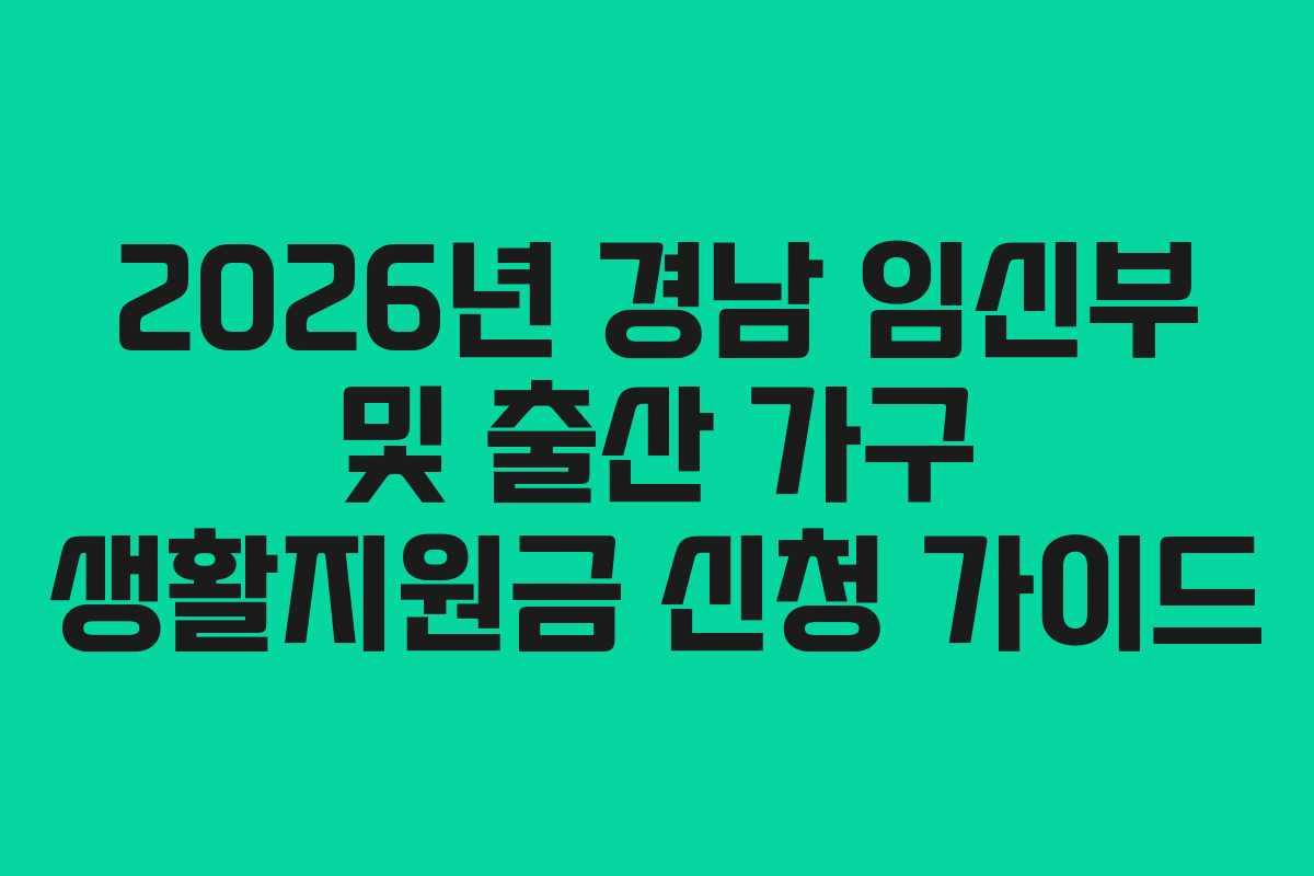2026년 경남 임신부 및 출산 가구 생활지원금 신청 가이드