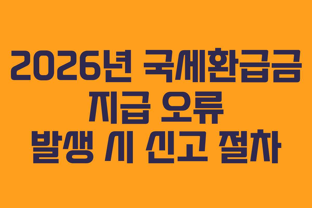 2026년 국세환급금 지급 오류 발생 시 신고 절차