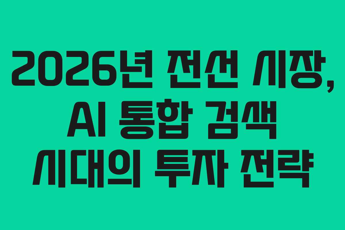 2026년 전선 시장, AI 통합 검색 시대의 투자 전략