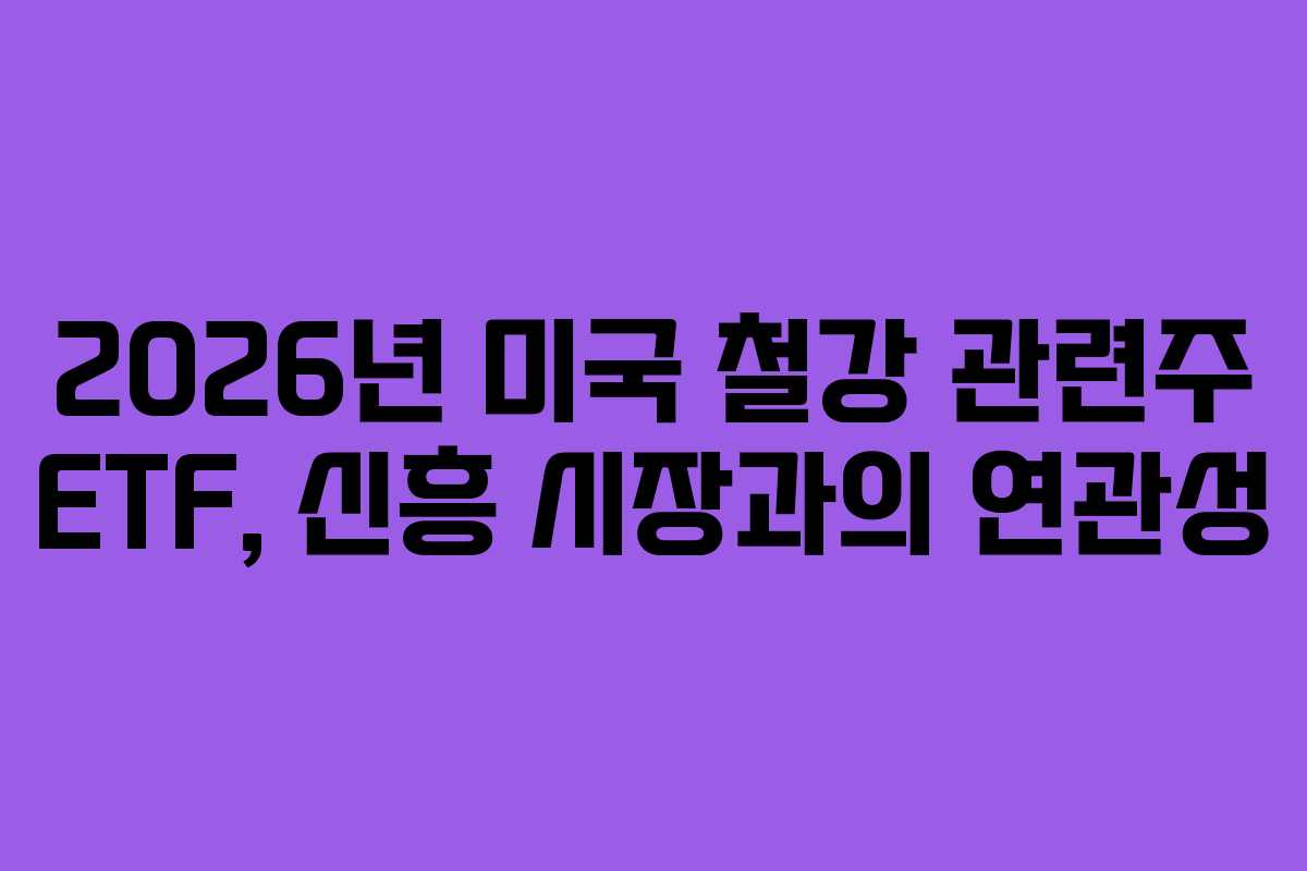 2026년 미국 철강 관련주 ETF, 신흥 시장과의 연관성