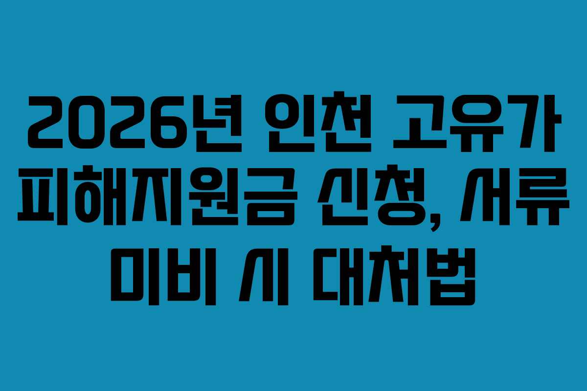 2026년 인천 고유가 피해지원금 신청, 서류 미비 시 대처법
