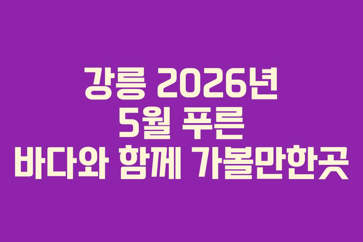 강릉 2026년 5월 푸른 바다와 함께 가볼만한곳
