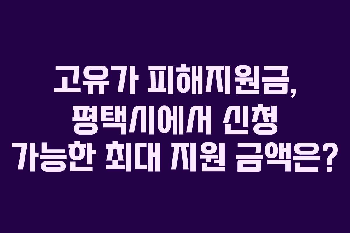 고유가 피해지원금, 평택시에서 신청 가능한 최대 지원 금액은?