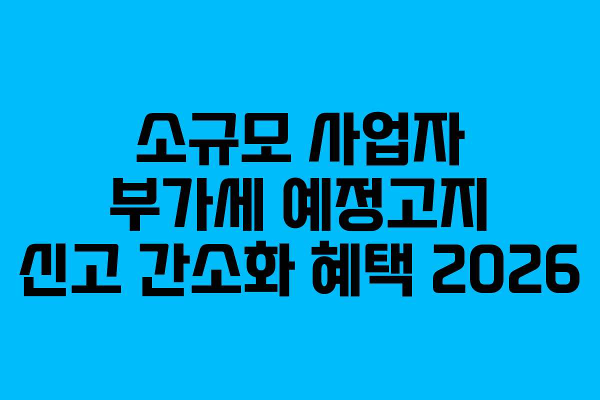 소규모 사업자 부가세 예정고지 신고 간소화 혜택 2026