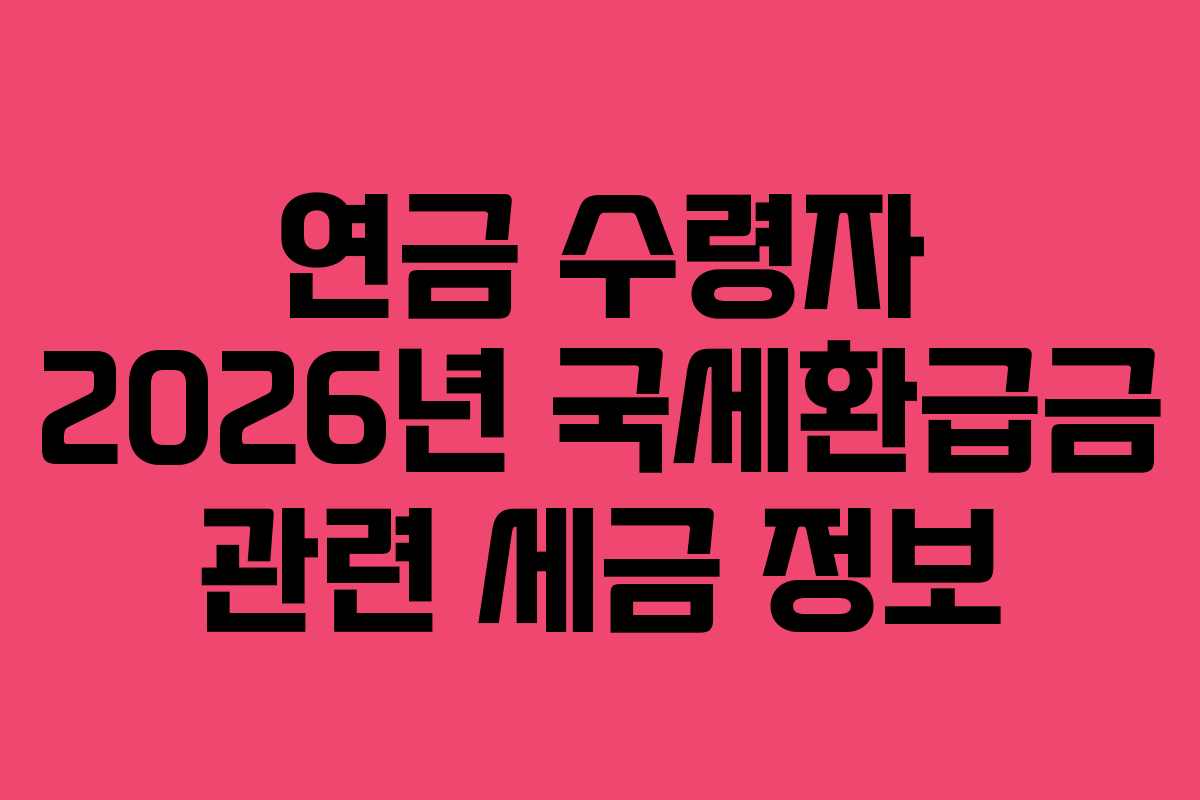 연금 수령자 2026년 국세환급금 관련 세금 정보