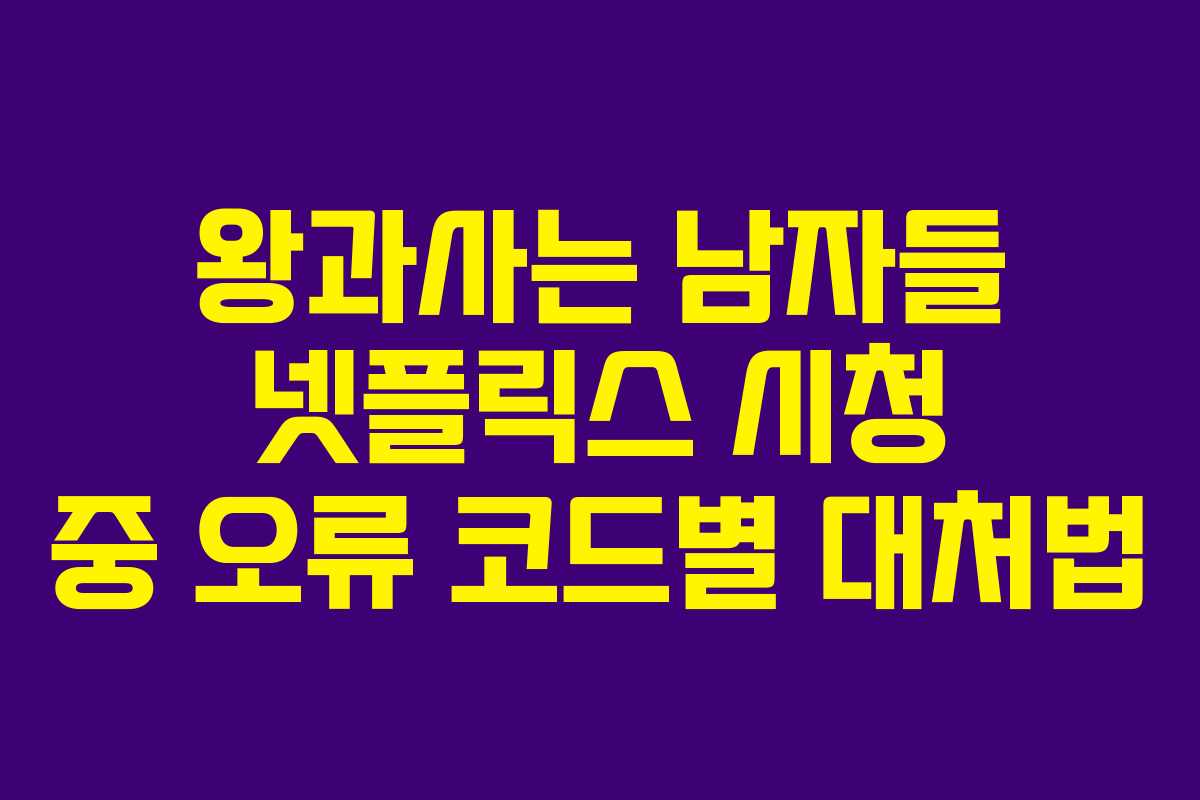 왕과사는 남자들 넷플릭스 시청 중 오류 코드별 대처법