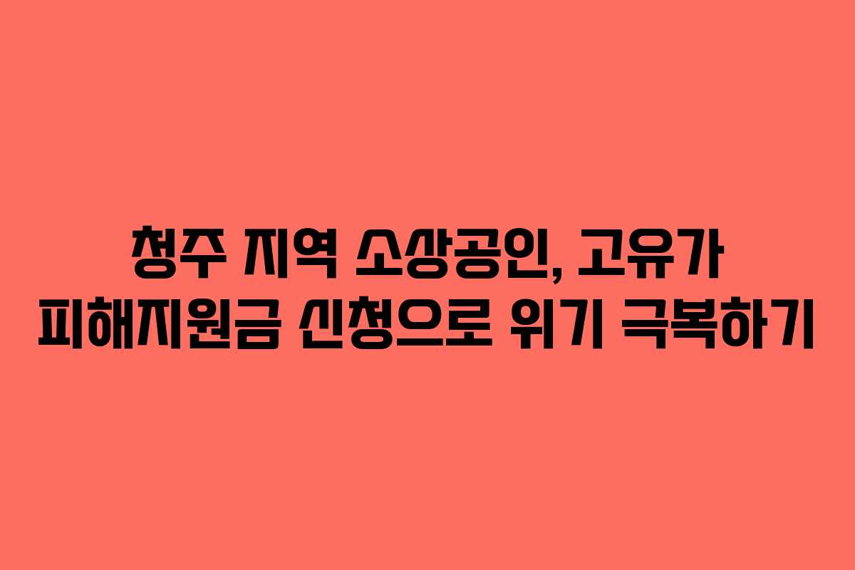 청주 지역 소상공인, 고유가 피해지원금 신청으로 위기 극복하기