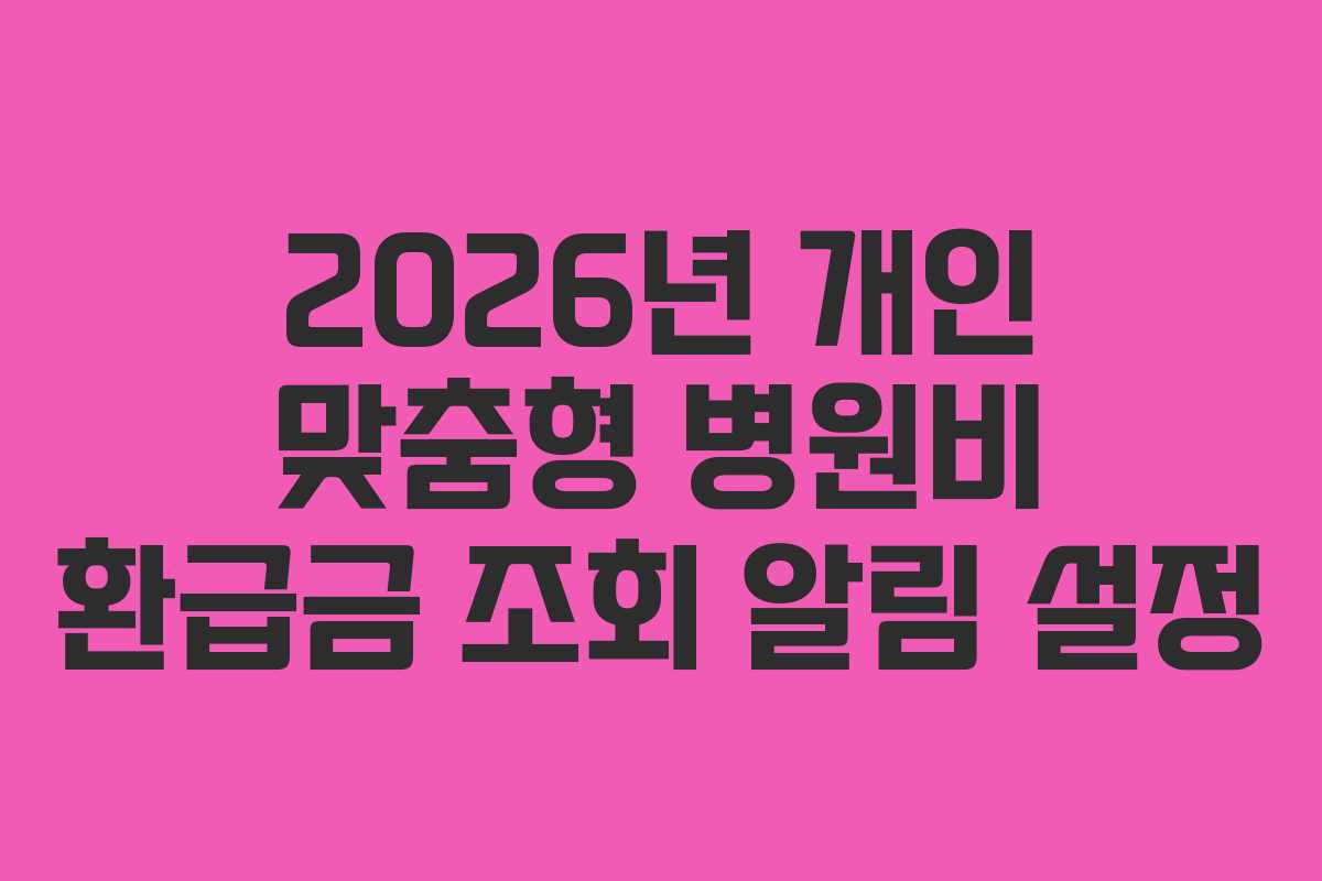 2026년 개인 맞춤형 병원비 환급금 조회 알림 설정