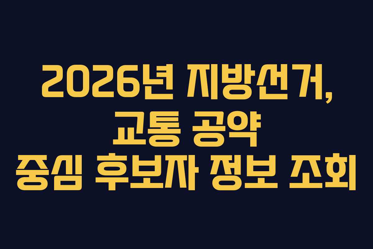 2026년 지방선거, 교통 공약 중심 후보자 정보 조회