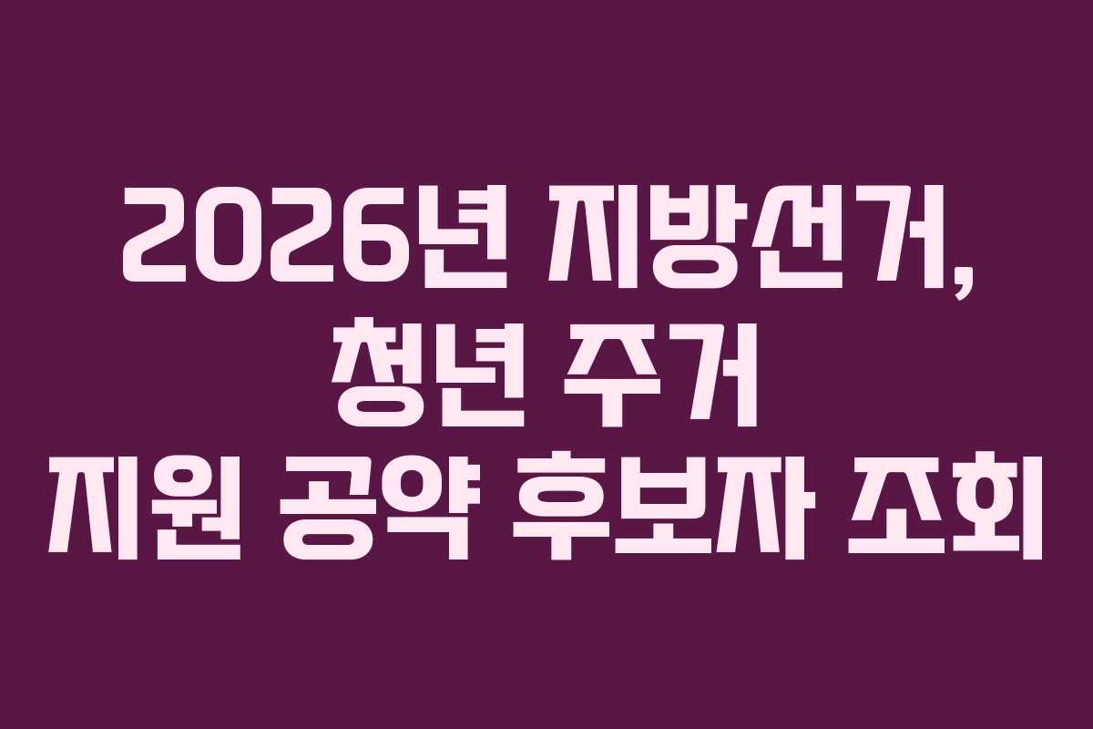 2026년 지방선거, 청년 주거 지원 공약 후보자 조회