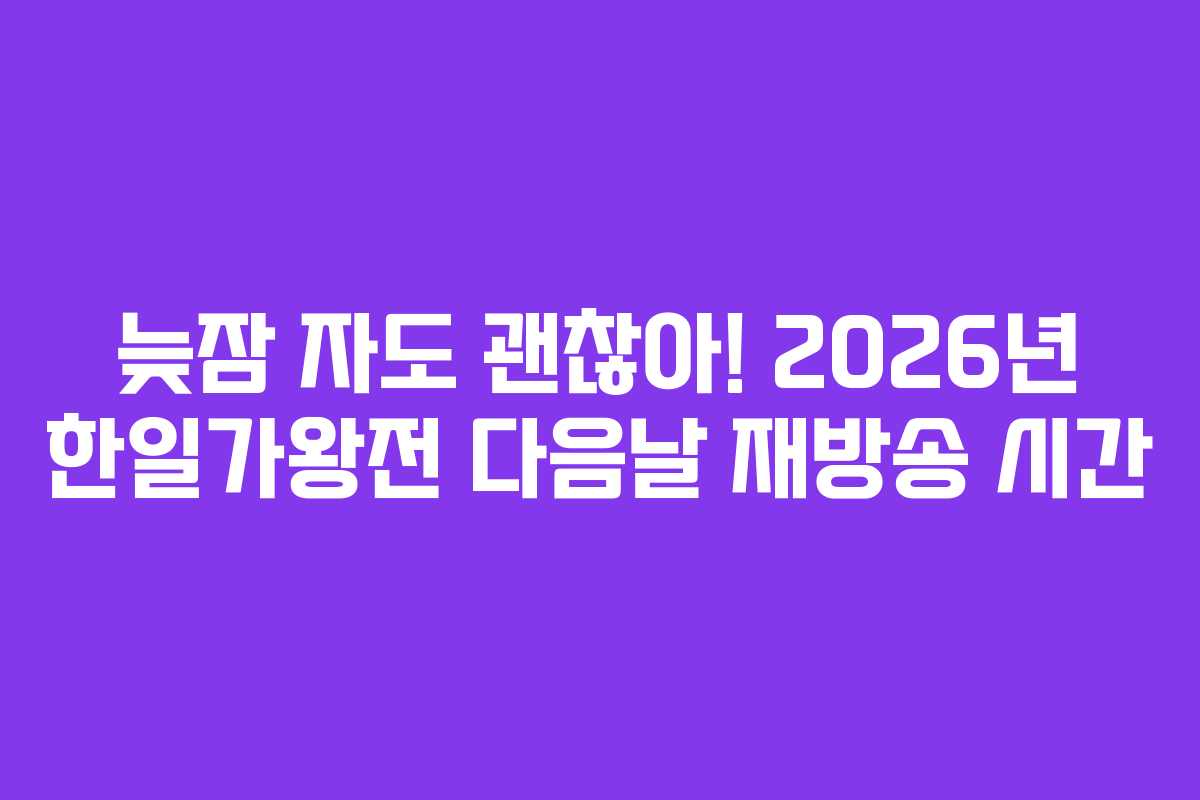 늦잠 자도 괜찮아! 2026년 한일가왕전 다음날 재방송 시간