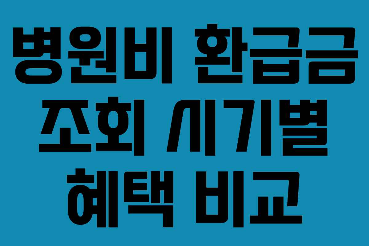 병원비 환급금 조회 시기별 혜택 비교
