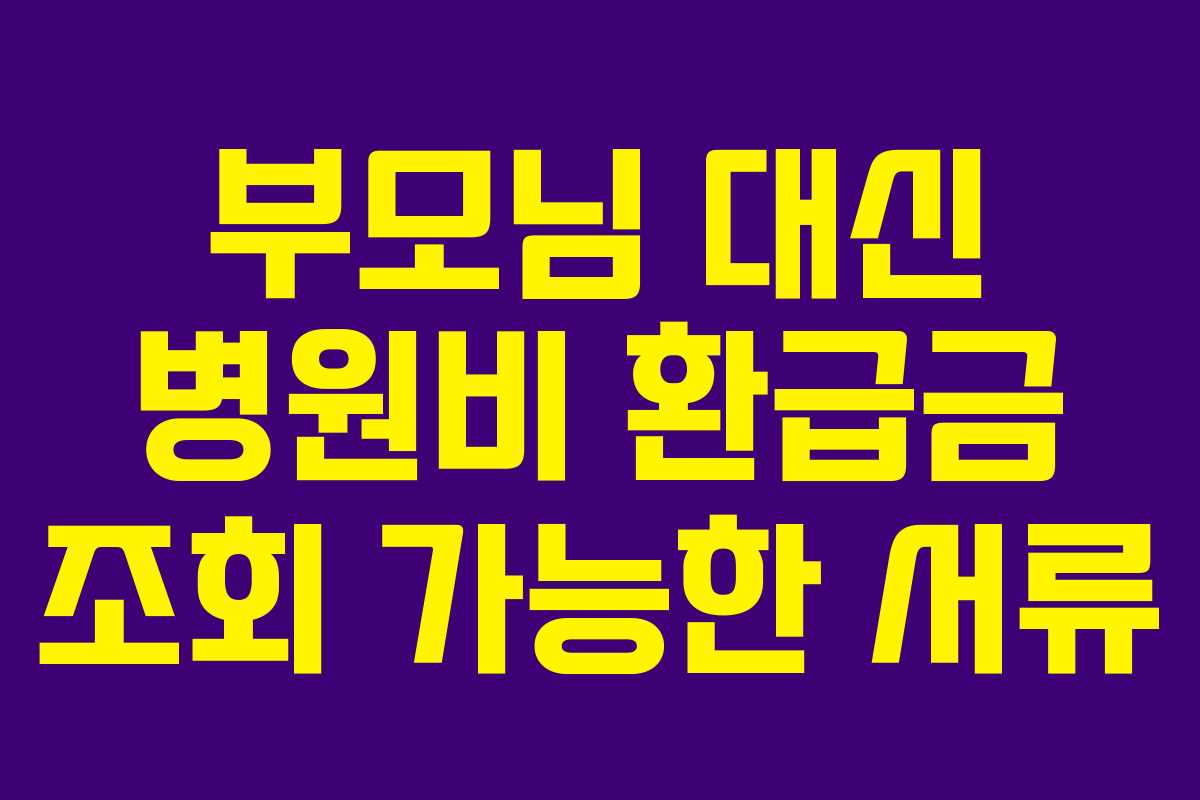 부모님 대신 병원비 환급금 조회 가능한 서류